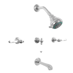 1800 Series Three Valve Tub and Shower Set with Waldorf Handle (available as trim only P/N: 1.187633FT)
