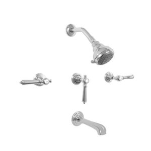 1800 Series Three Valve Tub & Shower Set with Ascot Handle