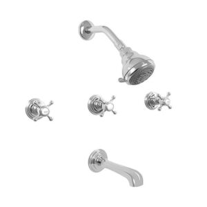 1800 Series Three Valve Tub and Shower Set with Sussex Handle 