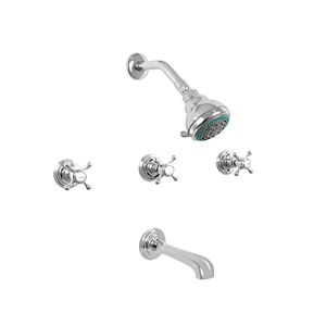 1800 Series Three Valve Tub and Shower Set with Sussex Handle 