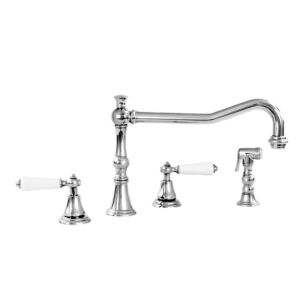 350 Series Widespread Kitchen Faucet and Metal Hand spray shown with Orleans Handle (available with most Sigma handles)