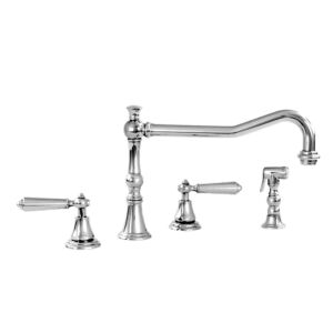 350 Series Widespread Kitchen Faucet and Metal Hand spray shown with Monte Carlo Handle (available with most Sigma handles)