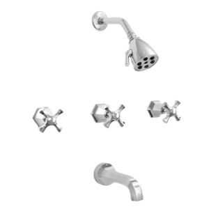 720 Series Three Valve Tub and Shower Set with Mallorca Handle 