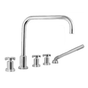 Roman Tub Set with Deckmount Handshower and Diverter Spoke Handle