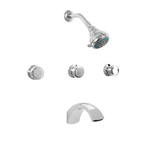 900 Series Three Valve Tub and Shower Set with Seville Handle shown with Rope Decorative Ring (available as trim only P/N: 1.901233T)