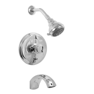 900 Series Pressure Balance Tub and Shower Set with Seville Handles shown with Rope Decorative Ring (available as trim only P/N: 1.901268T)