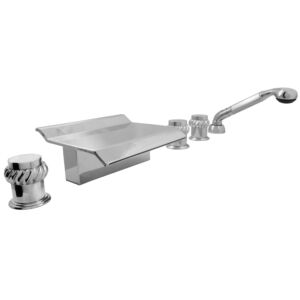 Sheet Waterfall Roman Tub Trim with Deckmount Handshower and Seville Handle