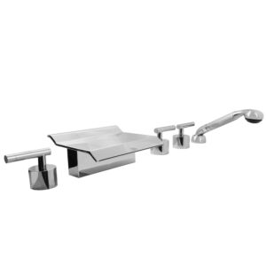 Sheet Waterfall Roman Tub Set with Deckmount Handshower and Palermo Handle