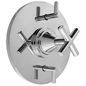 1/2" Thermostatic Shower Set with Nova II Handle and Round Contemporary Plate with Two Volume Controls (available as trim only P/N: 1.074896.V2T)