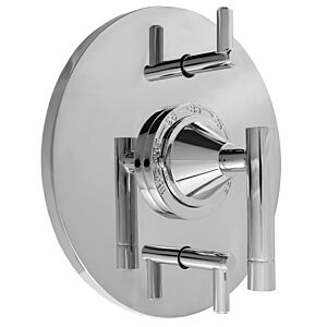 1/2" Thermostatic Shower Set with Polaris II Handle and Round Contemporary Plate with Two Volume Controls (available as trim only P/N: 1.074996.V2T)