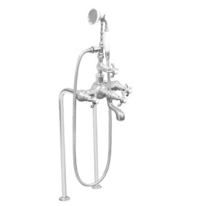 Exposed Floor Mount Tub Filler with Handshower and 481 Handle