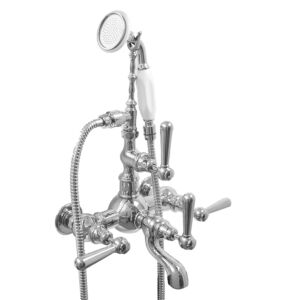Exposed Wall Mount Tub Filler with Handshower and 484 Handle