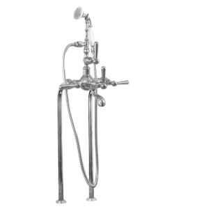 Exposed Floor Mount Tub Filler with Handshower and 484 Handle
