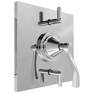 1/2" Thermostatic Shower Set with Maya Handle and Two Volume Controls and Square Contemporary Plate (available as trim only P/N: 1.058096.V2T)