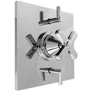 1/2" Thermostatic Shower Set with Lira Handle and Two Volume Controls and Square Contemporary Plate (available as trim only P/N: 1.058296.V2T)