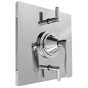 1/2" Thermostatic Shower Set with Lisse handle and Two Volume Controls and Square Contemporary Plate (available as trim only P/N: 1.058396.V2T)