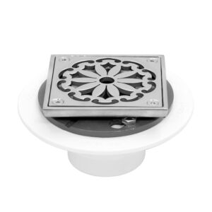 4" Square Fleur PVC Shower Drain w/ Solid Nickel Bronze Top